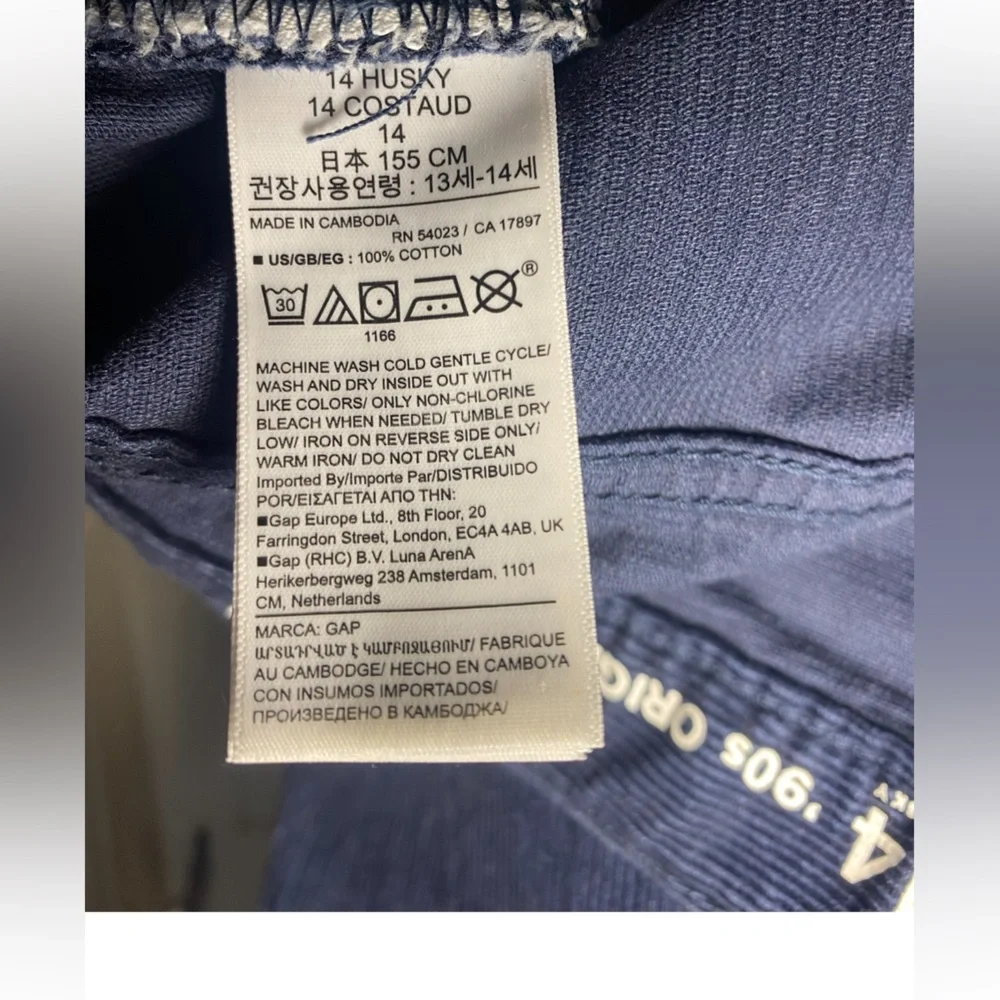 NWT GAP Boys‎ Navy Blue Five Pocket Corduroy Pants Straight Leg 100% Cotton Warm